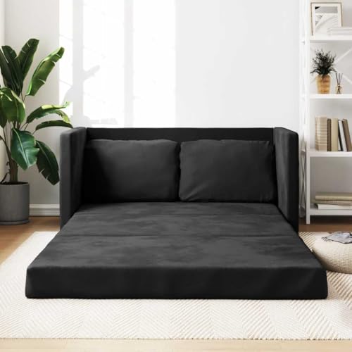 Emmtore Bodensofa,Klappbar Bodenbett Sofa mit Schlaffunktion,Schlafsofa Schlafsessel mit Metallgestell,Klappsofa Sofabett für Wohnzimmer Schlafzimmer,Stoff,Schwarz von Emmtore