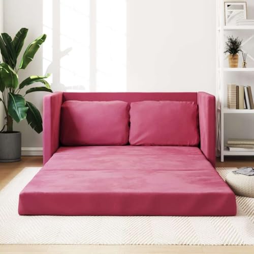 Emmtore Bodensofa,Klappbar Bodenbett Sofa mit Schlaffunktion,Schlafsofa Schlafsessel mit Metallgestell,Klappsofa Sofabett für Wohnzimmer Schlafzimmer,Stoff,Weinrot von Emmtore