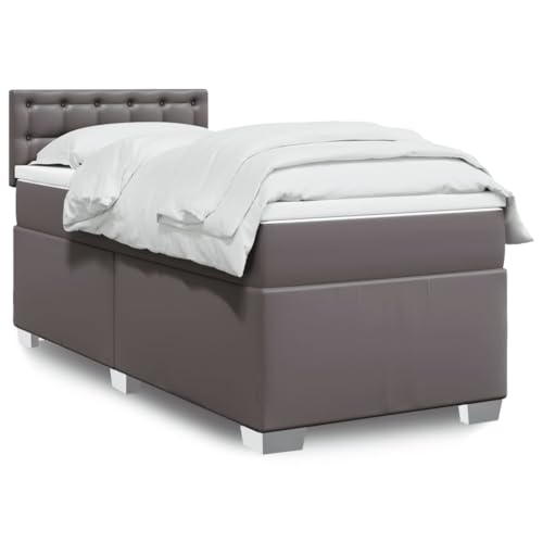 Emmtore Boxspringbett,Doppelbett mit LED Matratze Matratzenauflage,Bettgestell mit Lattenrost Kopfteil,Polsterbett Bett für Schlafzimmer,Kunstleder Grau,100 x 200 cm Emmtore Boxspringbett,Doppelbett mit LED Matratze Matratzenauflage,Bettgestell mit Lattenrost Kopfteil,Polsterbett Bett für Schlafzimmer,Kunstleder Grau,100 x 200 cm von Emmtore