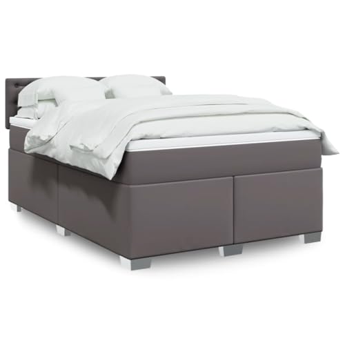 Emmtore Boxspringbett,Doppelbett mit LED Matratze Matratzenauflage,Bettgestell mit Lattenrost Kopfteil,Polsterbett Bett für Schlafzimmer,Kunstleder Grau,140 x 200 cm Emmtore Boxspringbett,Doppelbett mit LED Matratze Matratzenauflage,Bettgestell mit Lattenrost Kopfteil,Polsterbett Bett für Schlafzimmer,Kunstleder Grau,140 x 200 cm von Emmtore