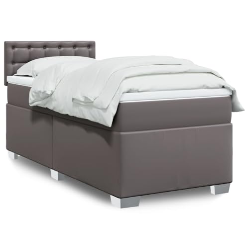 Emmtore Boxspringbett,Doppelbett mit LED Matratze Matratzenauflage,Bettgestell mit Lattenrost Kopfteil,Polsterbett Bett für Schlafzimmer,Kunstleder Grau,90 x 200 cm Emmtore Boxspringbett,Doppelbett mit LED Matratze Matratzenauflage,Bettgestell mit Lattenrost Kopfteil,Polsterbett Bett für Schlafzimmer,Kunstleder Grau,90 x 200 cm von Emmtore