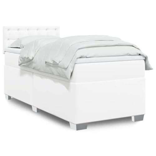 Emmtore Boxspringbett,Doppelbett mit LED Matratze Matratzenauflage,Bettgestell mit Lattenrost Kopfteil,Polsterbett Bett für Schlafzimmer,Kunstleder Weiß,100 x 200 cm Emmtore Boxspringbett,Doppelbett mit LED Matratze Matratzenauflage,Bettgestell mit Lattenrost Kopfteil,Polsterbett Bett für Schlafzimmer,Kunstleder Weiß,100 x 200 cm von Emmtore
