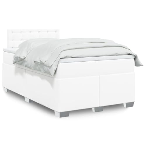Emmtore Boxspringbett,Doppelbett mit LED Matratze Matratzenauflage,Bettgestell mit Lattenrost Kopfteil,Polsterbett Bett für Schlafzimmer,Kunstleder Weiß,120 x 190 cm Emmtore Boxspringbett,Doppelbett mit LED Matratze Matratzenauflage,Bettgestell mit Lattenrost Kopfteil,Polsterbett Bett für Schlafzimmer,Kunstleder Weiß,120 x 190 cm von Emmtore