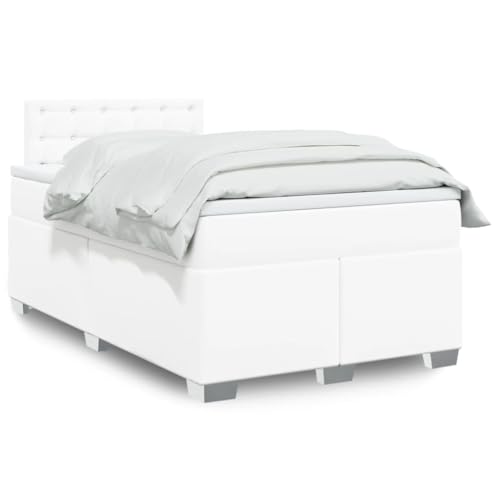 Emmtore Boxspringbett,Doppelbett mit LED Matratze Matratzenauflage,Bettgestell mit Lattenrost Kopfteil,Polsterbett Bett für Schlafzimmer,Kunstleder Weiß,120 x 200 cm Emmtore Boxspringbett,Doppelbett mit LED Matratze Matratzenauflage,Bettgestell mit Lattenrost Kopfteil,Polsterbett Bett für Schlafzimmer,Kunstleder Weiß,120 x 200 cm von Emmtore