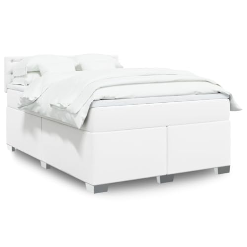 Emmtore Boxspringbett,Doppelbett mit LED Matratze Matratzenauflage,Bettgestell mit Lattenrost Kopfteil,Polsterbett Bett für Schlafzimmer,Kunstleder Weiß,140 x 190 cm Emmtore Boxspringbett,Doppelbett mit LED Matratze Matratzenauflage,Bettgestell mit Lattenrost Kopfteil,Polsterbett Bett für Schlafzimmer,Kunstleder Weiß,140 x 190 cm von Emmtore