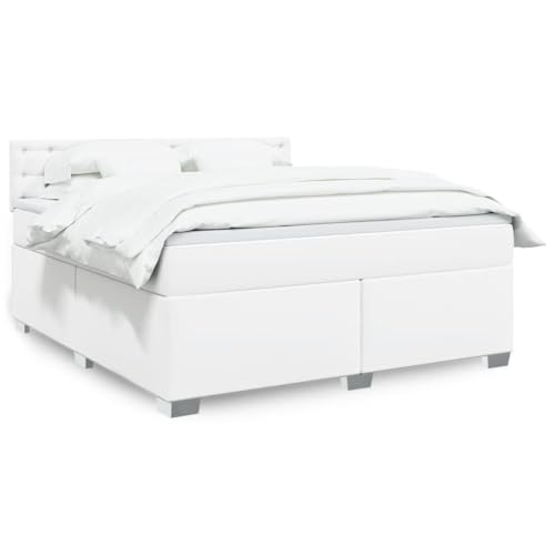 Emmtore Boxspringbett,Doppelbett mit LED Matratze Matratzenauflage,Bettgestell mit Lattenrost Kopfteil,Polsterbett Bett für Schlafzimmer,Kunstleder Weiß,180 x 200 cm Emmtore Boxspringbett,Doppelbett mit LED Matratze Matratzenauflage,Bettgestell mit Lattenrost Kopfteil,Polsterbett Bett für Schlafzimmer,Kunstleder Weiß,180 x 200 cm von Emmtore