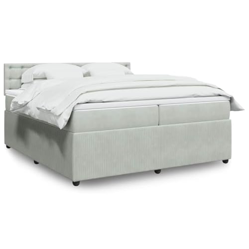 Emmtore Boxspringbett mit Matratze Matratzenauflage, Bettgestell mit Lattenrost Kopfteil, Polsterbett Bett für Schlafzimmer Hellgrau 200x200 cm Samt Emmtore Boxspringbett mit Matratze Matratzenauflage, Bettgestell mit Lattenrost Kopfteil, Polsterbett Bett für Schlafzimmer Hellgrau 200x200 cm Samt von Emmtore