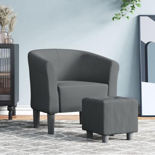 Emmtore Clubsessel Sessel Sitz Armlehnen, Cocktailsessel Loungesessel Relaxsessel Polstersessel mit Fußhocker Dunkelgrau Stoff Emmtore Clubsessel Sessel Sitz Armlehnen, Cocktailsessel Loungesessel Relaxsessel Polstersessel mit Fußhocker Dunkelgrau Stoff von Emmtore