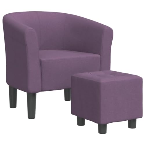 Emmtore Clubsessel Sessel Sitz Armlehnen, Cocktailsessel Loungesessel Relaxsessel Polstersessel mit Fußhocker Lila Stoff von Emmtore