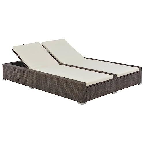 Emmtore Doppel-Sonnenliege Poly Rattan Braun von Emmtore