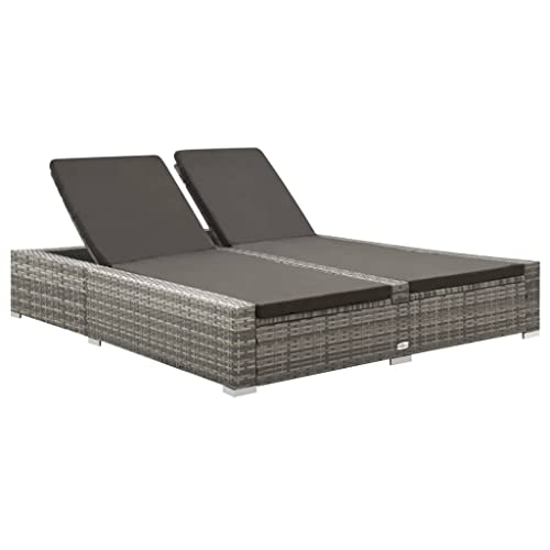 Emmtore Doppel-Sonnenliege Poly Rattan Grau Emmtore Doppel-Sonnenliege Poly Rattan Grau von Emmtore