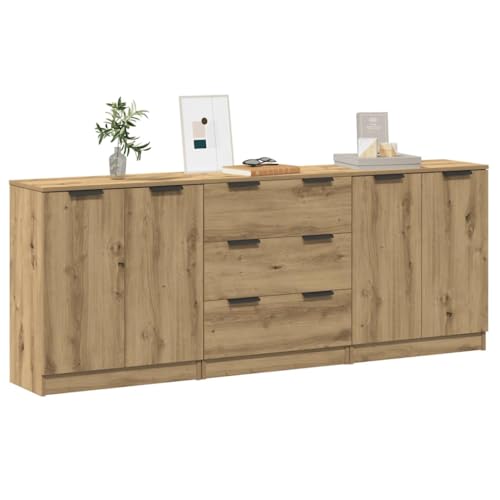 Emmtore Elegantes Eichen-Sideboard Robuster Aufbewahrungsschrank 4 Fächer Moderner Matt-Finish Ideal für Esszimmer Wohnzimmer Buffet-Tisch Holzwerkstoff Möbel Eiche handwerklich von Emmtore