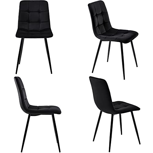 Emmtore Esszimmerstühle (4 St), Essstühle Samtbezug Polsterstuhl Design Stuhl mit Rückenlehne,Sitzfläche aus Samt Gestell aus Metall,4er-Set, Schwarz von Emmtore