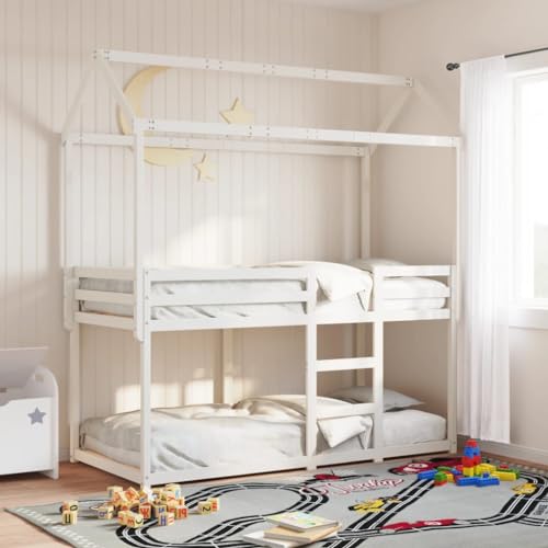 Emmtore Etagenbett Kinderbett Hochbett für 2 Kinder, Hausbett Kinderhochbett mit Rausfallschutz und Lattenrost, Bettgestell Stockbett Familienbett Loft Bett, Massivholz Weiß,80 x 200 cm Emmtore Etagenbett Kinderbett Hochbett für 2 Kinder, Hausbett Kinderhochbett mit Rausfallschutz und Lattenrost, Bettgestell Stockbett Familienbett Loft Bett, Massivholz Weiß,80 x 200 cm von Emmtore