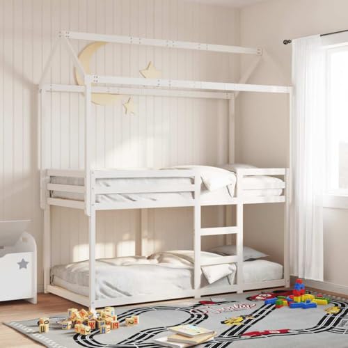 Emmtore Etagenbett Kinderbett Hochbett für 2 Kinder, Hausbett Kinderhochbett mit Rausfallschutz und Lattenrost, Bettgestell Stockbett Familienbett Loft Bett, Massivholz Weiß,90 x 190 cm Emmtore Etagenbett Kinderbett Hochbett für 2 Kinder, Hausbett Kinderhochbett mit Rausfallschutz und Lattenrost, Bettgestell Stockbett Familienbett Loft Bett, Massivholz Weiß,90 x 190 cm von Emmtore