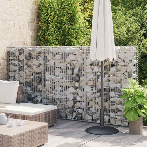 Emmtore Gabionenwand mit Abdeckung Verzinkter Stahl Gabione Steingabionen Steinkorb Wand Mauer 300×50×150 cm von Emmtore