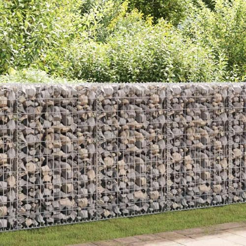 Emmtore Gabionenwand mit Abdeckung Verzinkter Stahl Gabione Steingabionen Steinkorb Wand Mauer 80×20×100 cm von Emmtore