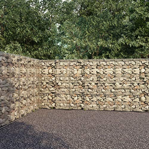 Emmtore Gabionenwand mit Abdeckung Verzinkter Stahl Gabione Steinkorb Steingabione Gabionen Wand Drahtkorb Draht Mauer Garten 900×50×200 cm von Emmtore