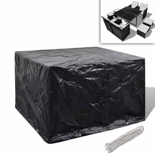 Emmtore Garden Furniture Cover, Tarpaulin, Waterproof, UV-Resistant, Rectangular Protective Cover with 8 Eyelets, Protective Cover for Rattan Furniture 8 Ösen 113x113x73 cm von Emmtore