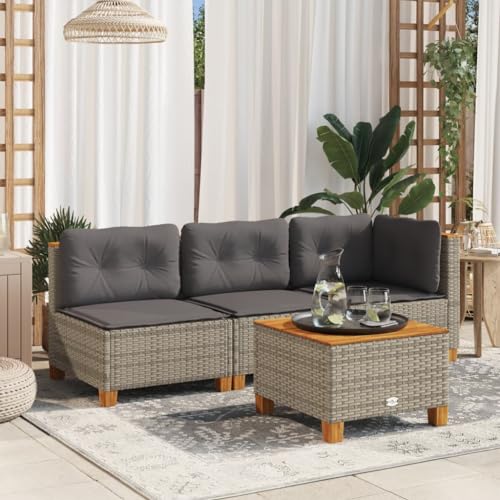 Emmtore Garten-Ecksofa mit Kissen Grau Poly Rattan Without Carving Emmtore Garten-Ecksofa mit Kissen Grau Poly Rattan Without Carving von Emmtore