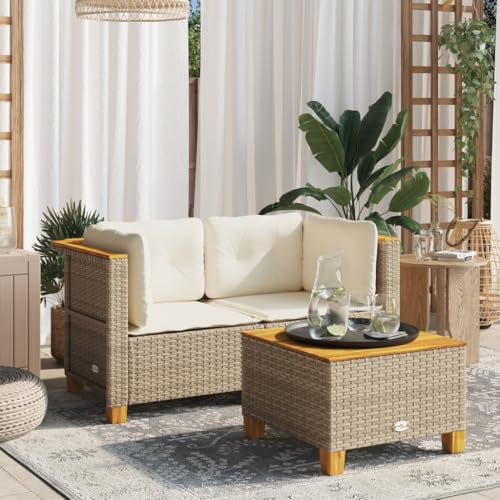 Emmtore Garten-Ecksofas mit Kissen 2 STK. Beige Poly Rattan Without Carving Emmtore Garten-Ecksofas mit Kissen 2 STK. Beige Poly Rattan Without Carving von Emmtore