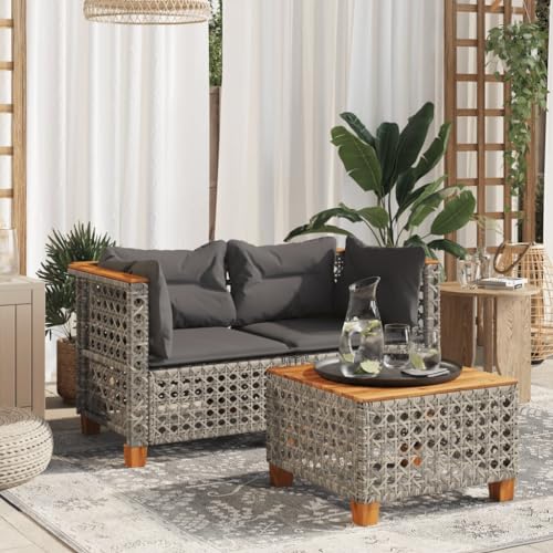 Emmtore Garten-Ecksofas mit Kissen 2 STK. Grau Poly Rattan with Carving Emmtore Garten-Ecksofas mit Kissen 2 STK. Grau Poly Rattan with Carving von Emmtore