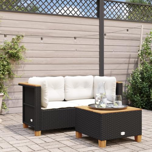 Emmtore Garten-Ecksofas mit Kissen 2 STK. Schwarz Poly Rattan Without Carving Emmtore Garten-Ecksofas mit Kissen 2 STK. Schwarz Poly Rattan Without Carving von Emmtore