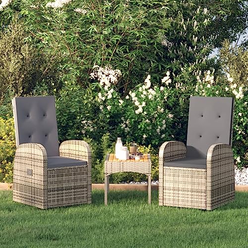 Emmtore Garten-Liegestühle 2 STK. mit Auflagen Poly Rattan Grau von Emmtore