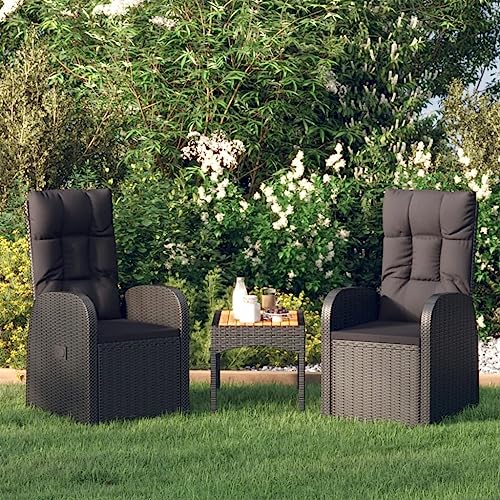 Emmtore Garten-Liegestühle 2 STK. mit Auflagen Poly Rattan Schwarz von Emmtore