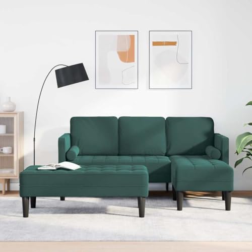 Emmtore Garten Sofa mit Bank und Kissen in L-Form aus dunkelgrünem Samt Ergonomisches Design Rechteckige Möbel Emmtore Garten Sofa mit Bank und Kissen in L-Form aus dunkelgrünem Samt Ergonomisches Design Rechteckige Möbel von Emmtore