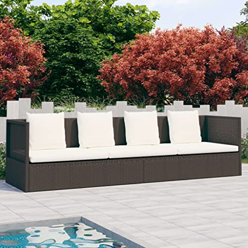 Emmtore Garten-Sofabett mit Kissen Poly Rattan Braun Emmtore Garten-Sofabett mit Kissen Poly Rattan Braun von Emmtore