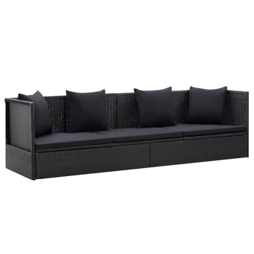 Emmtore Garten-Sofabett mit Kissen Poly Rattan Schwarz Emmtore Garten-Sofabett mit Kissen Poly Rattan Schwarz von Emmtore