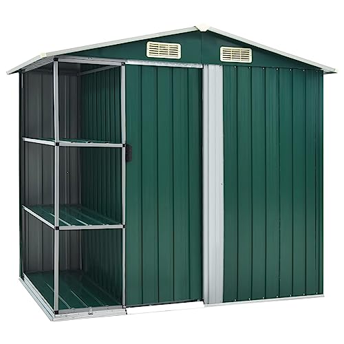 Emmtore Gartenhaus mit Regal 4 Lüftungsschlitzen Schiebetür Geräteschuppen Gartenschuppen Gerätehaus Garten Schuppen Grün 205x130x183 cm Eisen Emmtore Gartenhaus mit Regal 4 Lüftungsschlitzen Schiebetür Geräteschuppen Gartenschuppen Gerätehaus Garten Schuppen Grün 205x130x183 cm Eisen von Emmtore