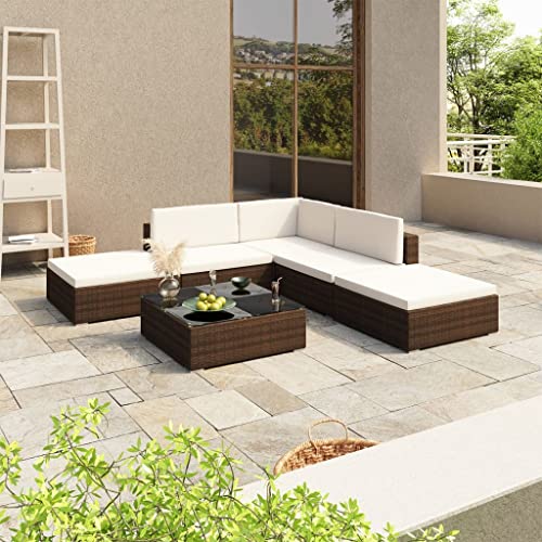Emmtore Gartenmöbel 6-TLG. Sitzgruppe Lounge Gartenset Ecksofa Garten-Lounge-Set mit Auflagen Poly Rattan Braun Emmtore Gartenmöbel 6-TLG. Sitzgruppe Lounge Gartenset Ecksofa Garten-Lounge-Set mit Auflagen Poly Rattan Braun von Emmtore