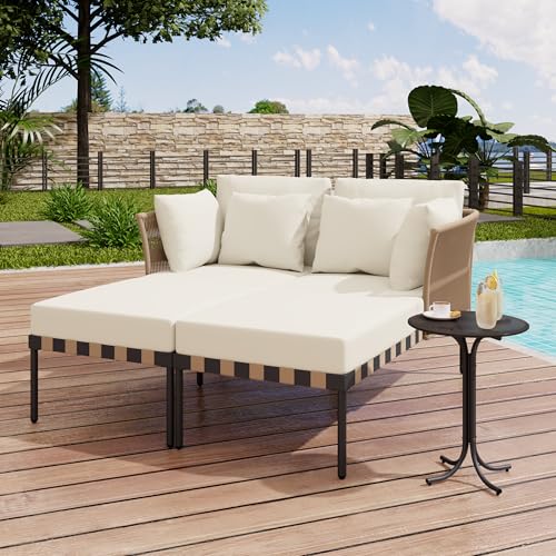 Emmtore Gartensofa, Outdoor Loungesessel, Abnehmbarer und Modularer Garten Loungesessel, Balkonmöbel-Set, Loungemöbel, Terrassenmöbel mit 4 Kissen,Beige Emmtore Gartensofa, Outdoor Loungesessel, Abnehmbarer und Modularer Garten Loungesessel, Balkonmöbel-Set, Loungemöbel, Terrassenmöbel mit 4 Kissen,Beige von Emmtore