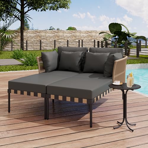 Emmtore Gartensofa, Outdoor Loungesessel, Abnehmbarer und Modularer Garten Loungesessel, Balkonmöbel-Set, Loungemöbel, Terrassenmöbel mit 4 Kissen,Grau Emmtore Gartensofa, Outdoor Loungesessel, Abnehmbarer und Modularer Garten Loungesessel, Balkonmöbel-Set, Loungemöbel, Terrassenmöbel mit 4 Kissen,Grau von Emmtore