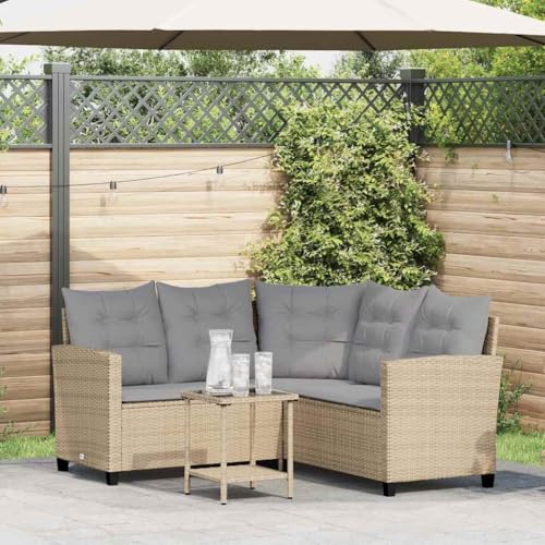 Emmtore Gartensofa in L-Form mit Tisch und Kissen Beige Poly Rattan Emmtore Gartensofa in L-Form mit Tisch und Kissen Beige Poly Rattan von Emmtore