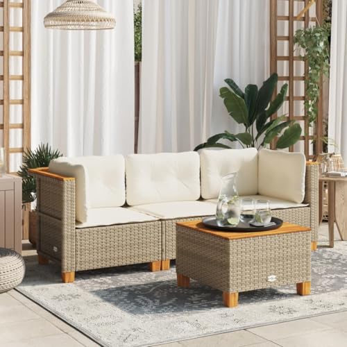 Emmtore Gartensofa mit Kissen 3-Sitzer Beige Poly Rattan Without Carving Emmtore Gartensofa mit Kissen 3-Sitzer Beige Poly Rattan Without Carving von Emmtore