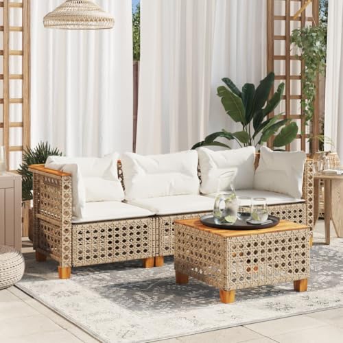 Emmtore Gartensofa mit Kissen 3-Sitzer Beige Poly Rattan with Carving Emmtore Gartensofa mit Kissen 3-Sitzer Beige Poly Rattan with Carving von Emmtore