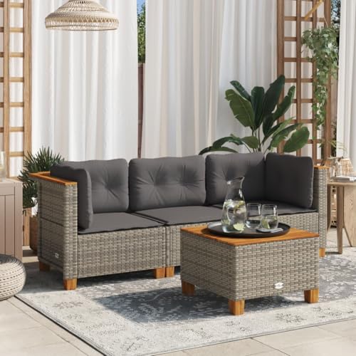 Emmtore Gartensofa mit Kissen 3-Sitzer Grau Poly Rattan Without Carving Emmtore Gartensofa mit Kissen 3-Sitzer Grau Poly Rattan Without Carving von Emmtore