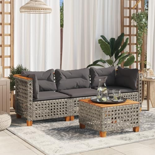 Emmtore Gartensofa mit Kissen 3-Sitzer Grau Poly Rattan with Carving Emmtore Gartensofa mit Kissen 3-Sitzer Grau Poly Rattan with Carving von Emmtore