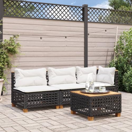Emmtore Gartensofa mit Kissen 3-Sitzer Schwarz Poly Rattan with Carving Emmtore Gartensofa mit Kissen 3-Sitzer Schwarz Poly Rattan with Carving von Emmtore