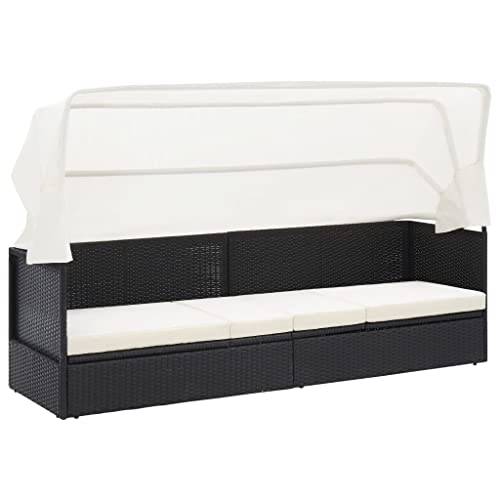 Emmtore Gartensofa mit Sonnendach Schwarz Poly Rattan Emmtore Gartensofa mit Sonnendach Schwarz Poly Rattan von Emmtore