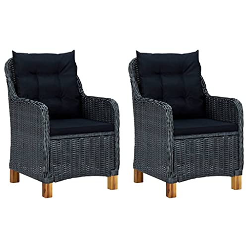 Emmtore Gartenstühle mit Kissen 2 STK. Poly Rattan,Dunkelgrau,Mit Sitz+ Rückenkissen Emmtore Gartenstühle mit Kissen 2 STK. Poly Rattan,Dunkelgrau,Mit Sitz+ Rückenkissen von Emmtore