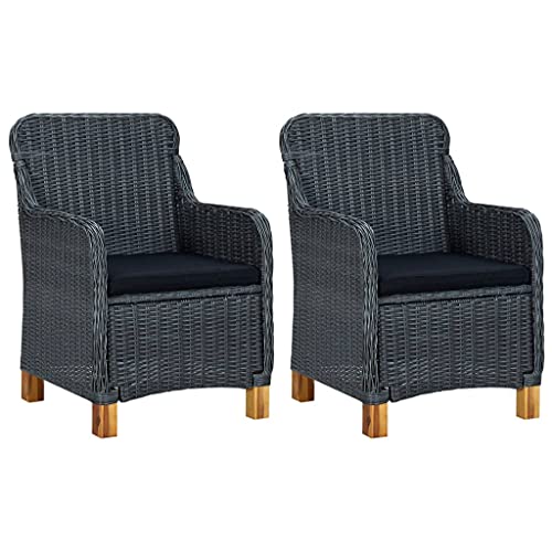 Emmtore Gartenstühle mit Kissen 2 STK. Poly Rattan,Dunkelgrau,Mit Sitzkissen Emmtore Gartenstühle mit Kissen 2 STK. Poly Rattan,Dunkelgrau,Mit Sitzkissen von Emmtore