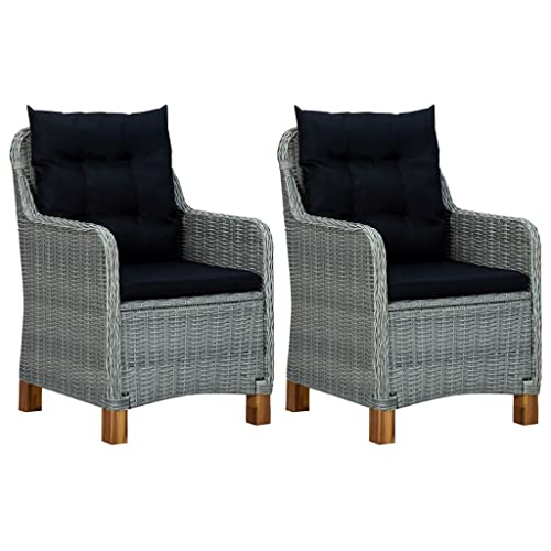 Emmtore Gartenstühle mit Kissen 2 STK. Poly Rattan,Hellgrau,Mit Sitz+ Rückenkissen Emmtore Gartenstühle mit Kissen 2 STK. Poly Rattan,Hellgrau,Mit Sitz+ Rückenkissen von Emmtore