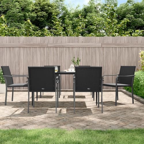 Emmtore Gartenstühle mit Kissen 6 STK. Gartenstuhl Gartensessel Terrassenstuhl mit Armlehnen, Gartenmöbel Stuhl Schwarz 56x59x84 cm Poly Rattan Emmtore Gartenstühle mit Kissen 6 STK. Gartenstuhl Gartensessel Terrassenstuhl mit Armlehnen, Gartenmöbel Stuhl Schwarz 56x59x84 cm Poly Rattan von Emmtore