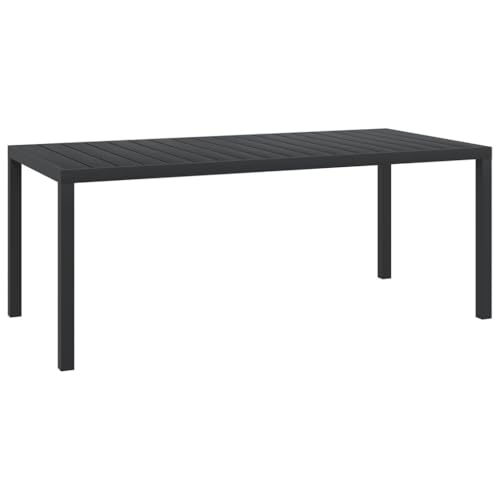 Emmtore Gartentisch Esstisch Witterungsbeständig Gartenmöbel Tisch Balkontisch Terrassentisch Schwarz 185x90x74 cm Aluminium und WPC von Emmtore