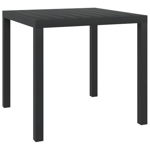 Emmtore Gartentisch Esstisch Witterungsbeständig Gartenmöbel Tisch Balkontisch Terrassentisch Schwarz 80x80x74 cm Aluminium und WPC von Emmtore