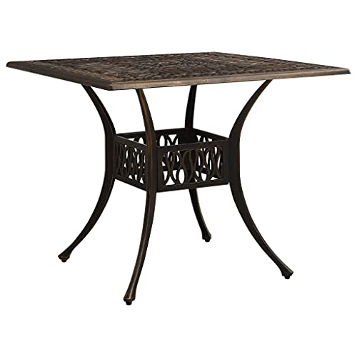 Emmtore Gartentisch mit Schirmloch Terrassentisch Balkontisch Esstisch Tisch Gartenmöbel Outdoor Terrasse Bronzen 90x90x73 cm Aluminiumguss von Emmtore